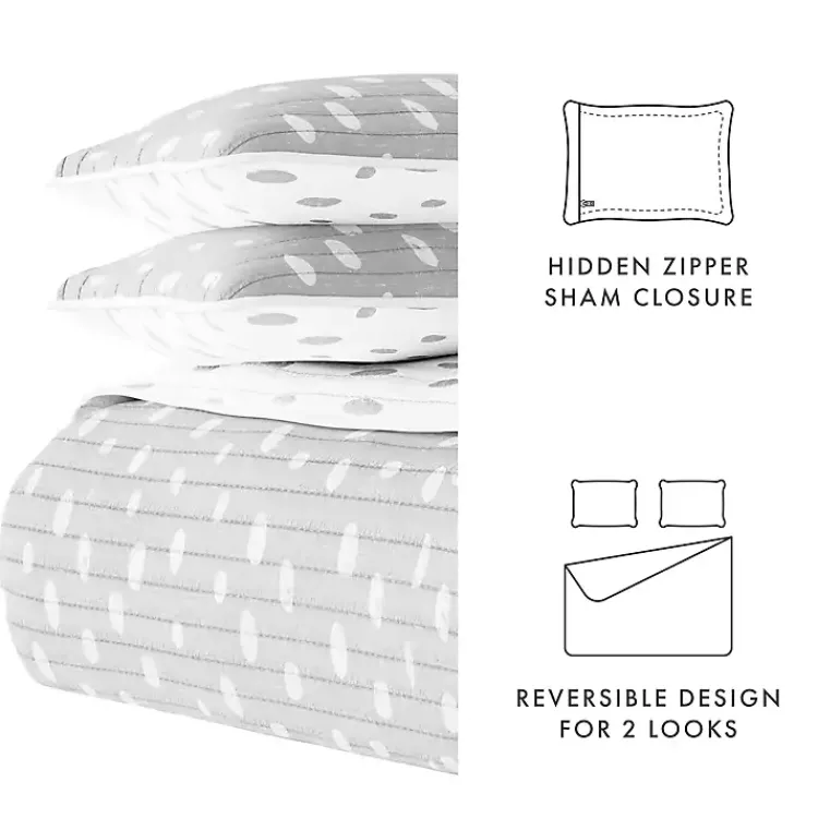 Kirklands Home Gray Dotted Reversible 3-pc. King Quilt Set Discount