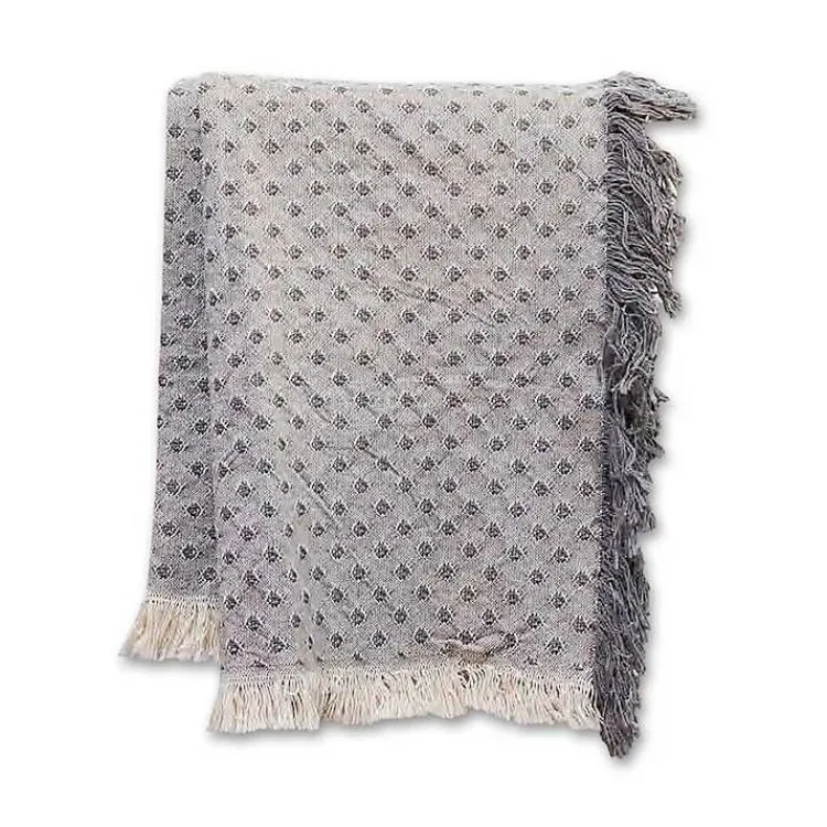Blankets & Throws>Kirklands Home Dotted Woven Throw Gray