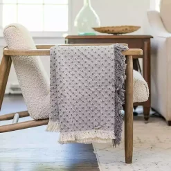 Blankets & Throws>Kirklands Home Dotted Woven Throw Gray