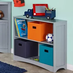 Kirklands Home Gray Double Shelf Wooden Bookcase Best