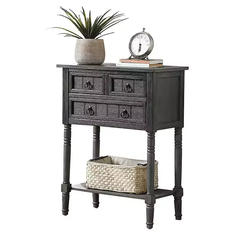 Kirklands Home 3-Drawer Turned Legs Accent Table Gray Clearance