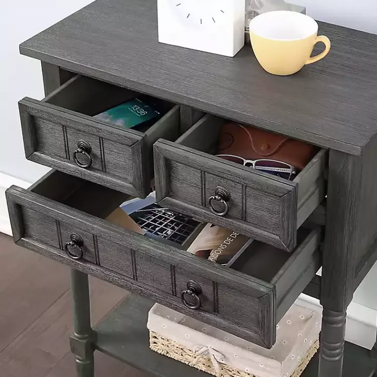 Kirklands Home 3-Drawer Turned Legs Accent Table Gray Clearance