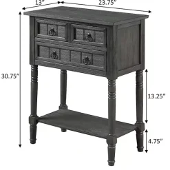 Kirklands Home 3-Drawer Turned Legs Accent Table Gray Clearance
