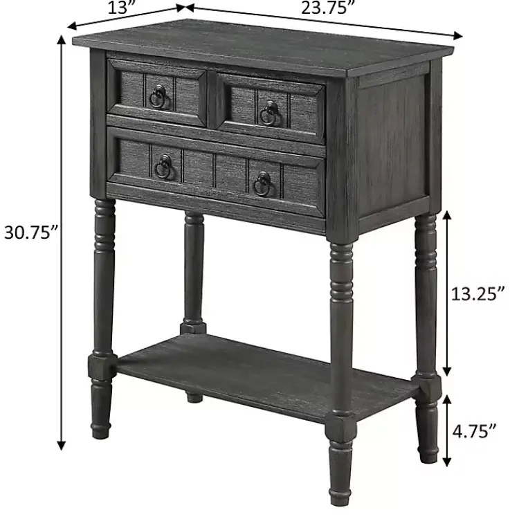 Kirklands Home 3-Drawer Turned Legs Accent Table Gray Clearance