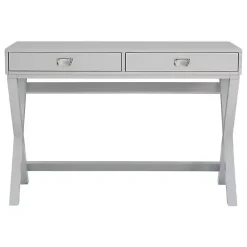 Kirklands Home 2-Drawer X-Frame Desk Gray Best