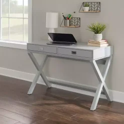 Kirklands Home 2-Drawer X-Frame Desk Gray Best