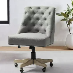 Kirklands Home Dylan Upholstered Office Chair Gray New