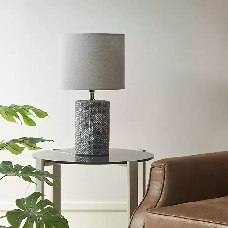 Kirklands Home Embossed Ceramic Bayard Table Lamp Gray Hot