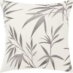 Pillows>Kirklands Home Gray Embroidered Botanical Throw Pillow