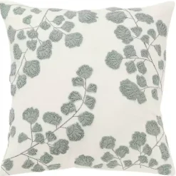 Pillows>Kirklands Home Gray Embroidered Floral Throw Pillow