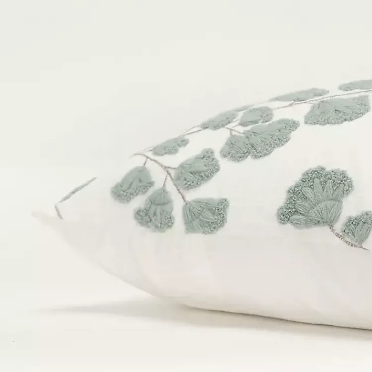 Pillows>Kirklands Home Gray Embroidered Floral Throw Pillow