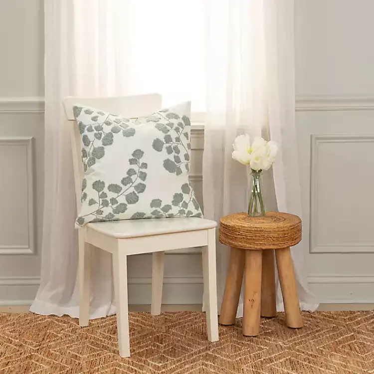 Pillows>Kirklands Home Gray Embroidered Floral Throw Pillow