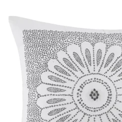 Pillows>Kirklands Home Gray Embroidered Modern Medallion Accent Pillow
