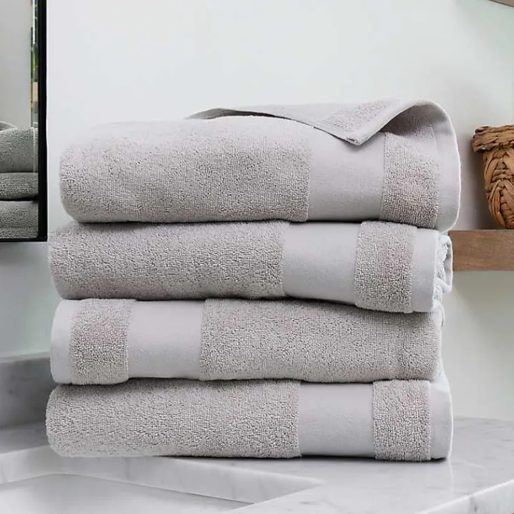 Kirklands Home Essential Cotton Bath Towels, Set of 4 Gray