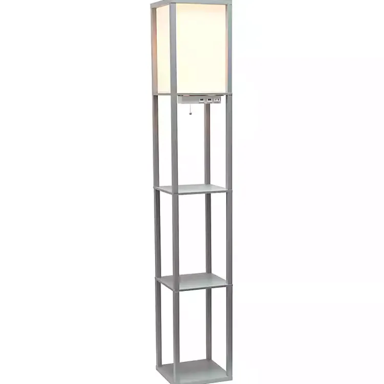 Kirklands Home Etagere Shelf Charging Floor Lamp Gray Outlet