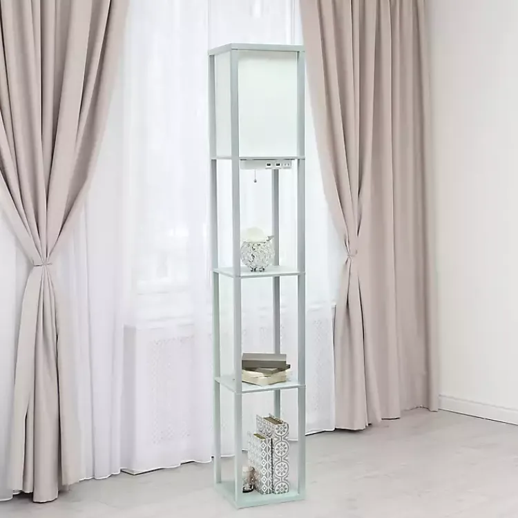 Kirklands Home Etagere Shelf Charging Floor Lamp Gray Outlet