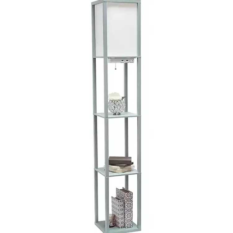 Kirklands Home Etagere Shelf Charging Floor Lamp Gray Outlet