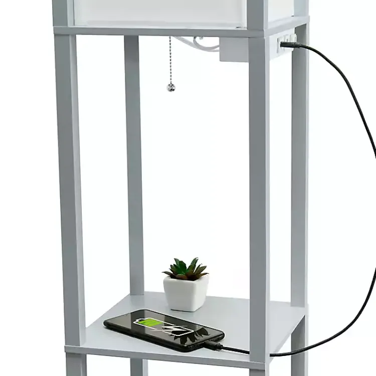 Kirklands Home Etagere Shelf Charging Floor Lamp Gray Outlet