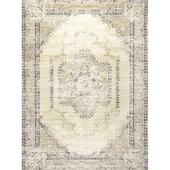Kirklands Home Gray Faded Medallion Washable Area Rug, 4x6 New