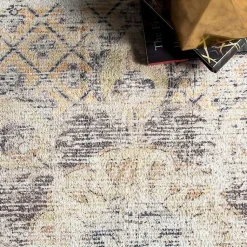 Kirklands Home Gray Faded Medallion Washable Area Rug, 4x6 New