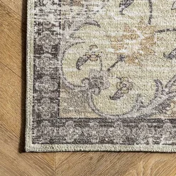 Kirklands Home Gray Faded Medallion Washable Area Rug, 4x6 New
