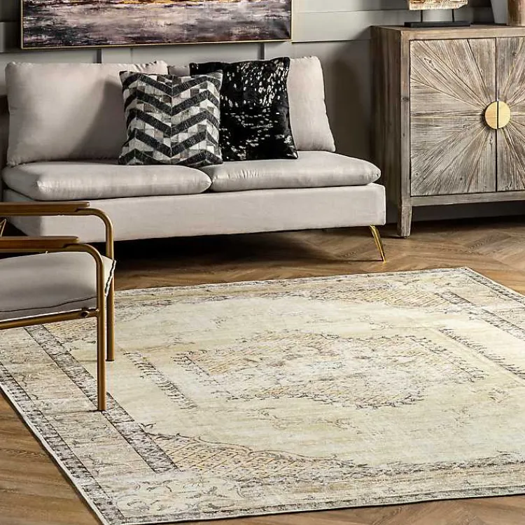 Kirklands Home Gray Faded Medallion Washable Area Rug, 5x8 Best