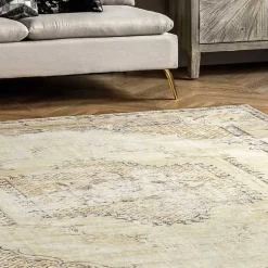 Kirklands Home Gray Faded Medallion Washable Area Rug, 5x8 Best