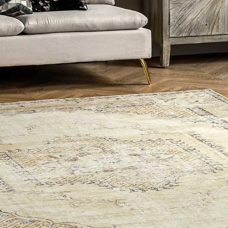 Kirklands Home Gray Faded Medallion Washable Area Rug, 5x8 Best