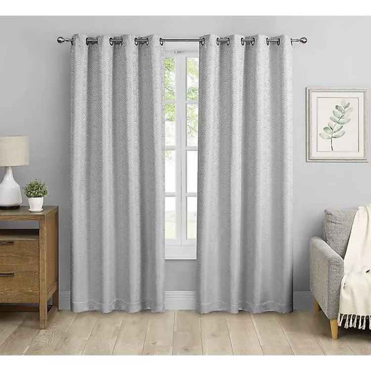 Kirklands Home Fans Blackout Curtain Panel Set, 96 in. Gray Clearance