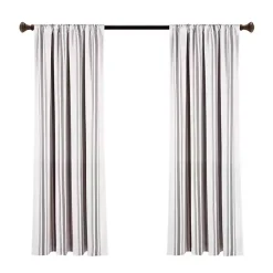 Kirklands Home Gray Farmhouse Stripe Curtain Panels, Set of 2 New
