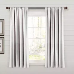 Kirklands Home Gray Farmhouse Stripe Curtain Panels, Set of 2 New