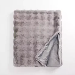 Blankets & Throws>Kirklands Home Faux Fur Bubble Throw Gray