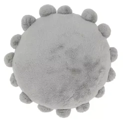 Pillows>Kirklands Home Faux Fur Round Pom Pom Throw Pillow Gray