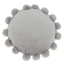 Pillows>Kirklands Home Faux Fur Round Pom Pom Throw Pillow Gray