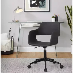 Kirklands Home Faux Leather & Black Marshall Office Chair Gray New