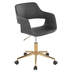 Kirklands Home Faux Leather & Gold Marshall Office Chair Gray Best