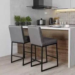 Kirklands Home Faux Leather Armless Counter Stool Gray Discount