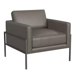 Kirklands Home Faux Leather Black Metal Accent Chair Gray Sale