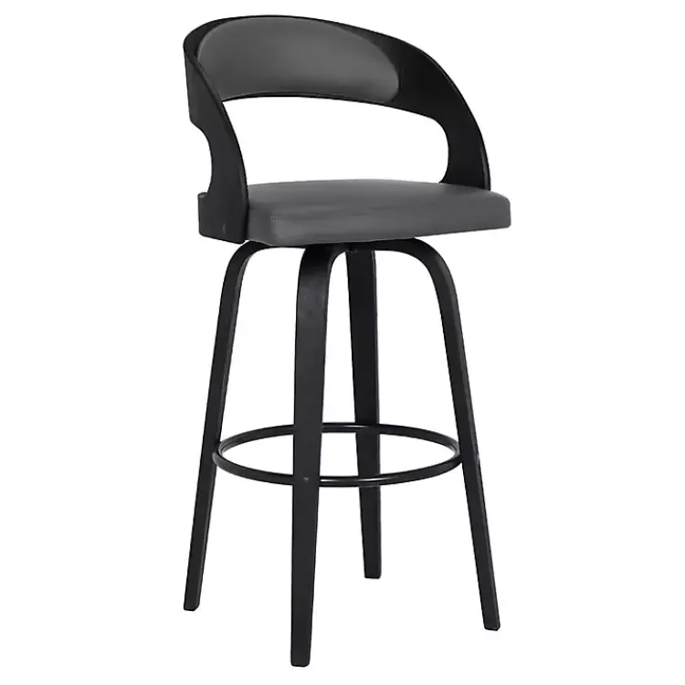 Kirklands Home Faux Leather Black Wood Sally Counter Stool Gray Clearance