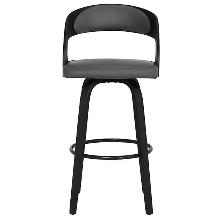 Kirklands Home Faux Leather Black Wood Sally Counter Stool Gray Clearance