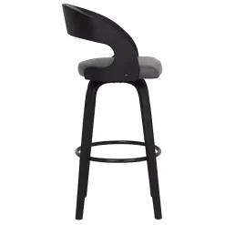 Kirklands Home Faux Leather Black Wood Sally Counter Stool Gray Clearance