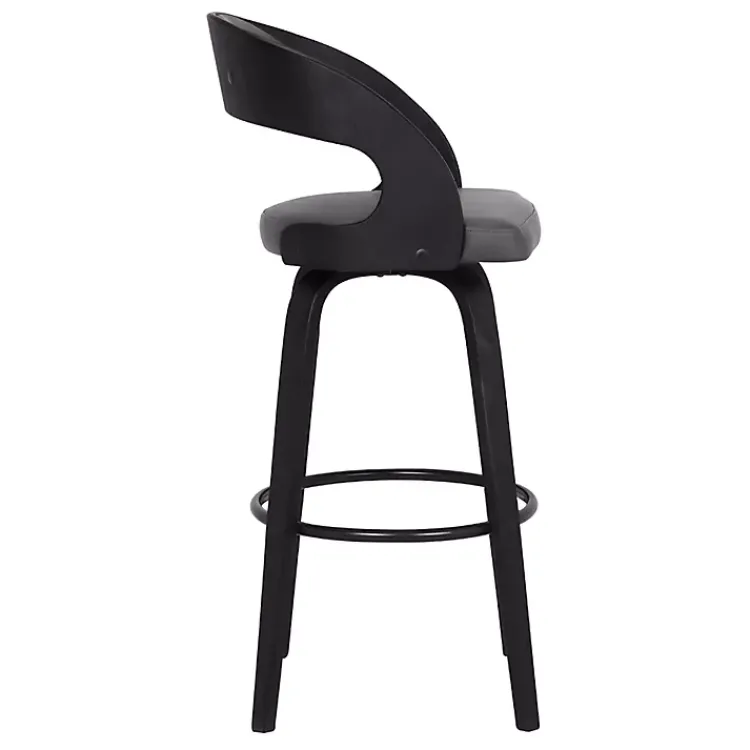 Kirklands Home Faux Leather Black Wood Sally Counter Stool Gray Clearance