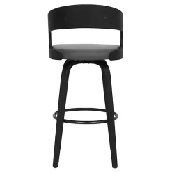 Kirklands Home Faux Leather Black Wood Sally Counter Stool Gray Clearance