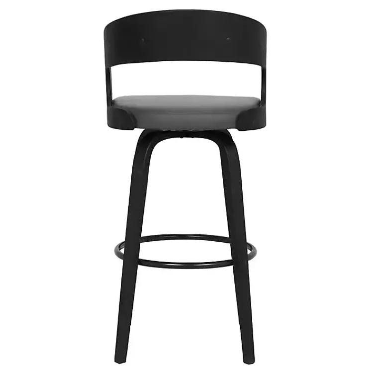 Kirklands Home Faux Leather Black Wood Sally Counter Stool Gray Clearance