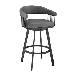 Kirklands Home Faux Leather Chelsea Swivel Bar Stool Gray New