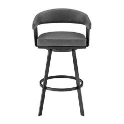 Kirklands Home Faux Leather Chelsea Swivel Bar Stool Gray New