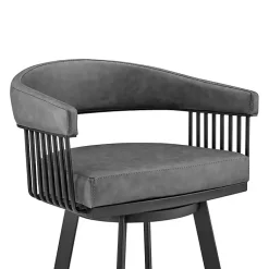Kirklands Home Faux Leather Chelsea Swivel Bar Stool Gray New
