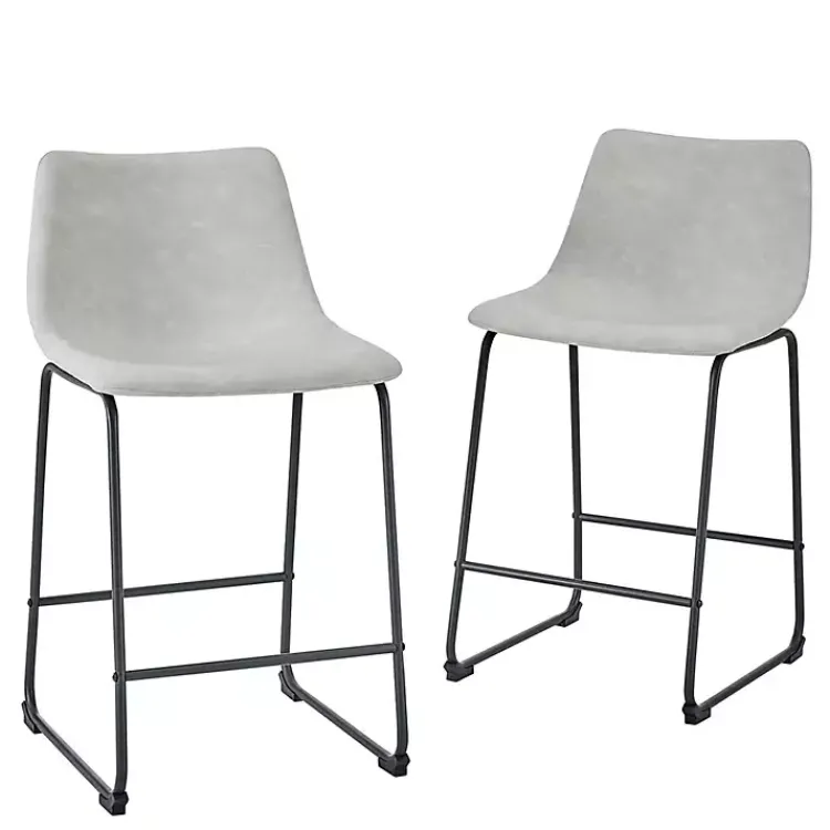 Kirklands Home Faux Leather Counter Stools, Set of 2 Gray Outlet