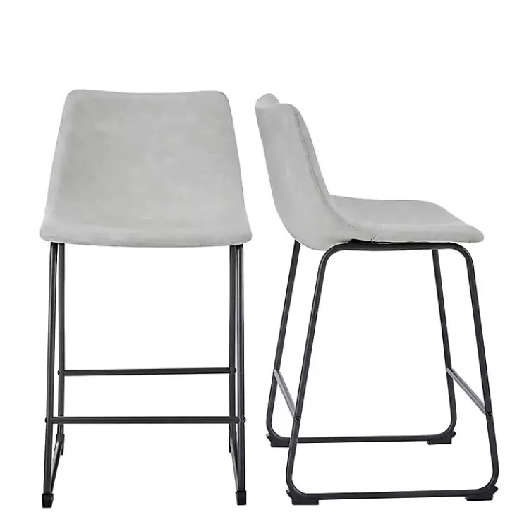 Kirklands Home Faux Leather Counter Stools, Set of 2 Gray Outlet