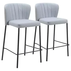 Kirklands Home Faux Leather Liddy Counter Stools, Set of 2 Gray Outlet